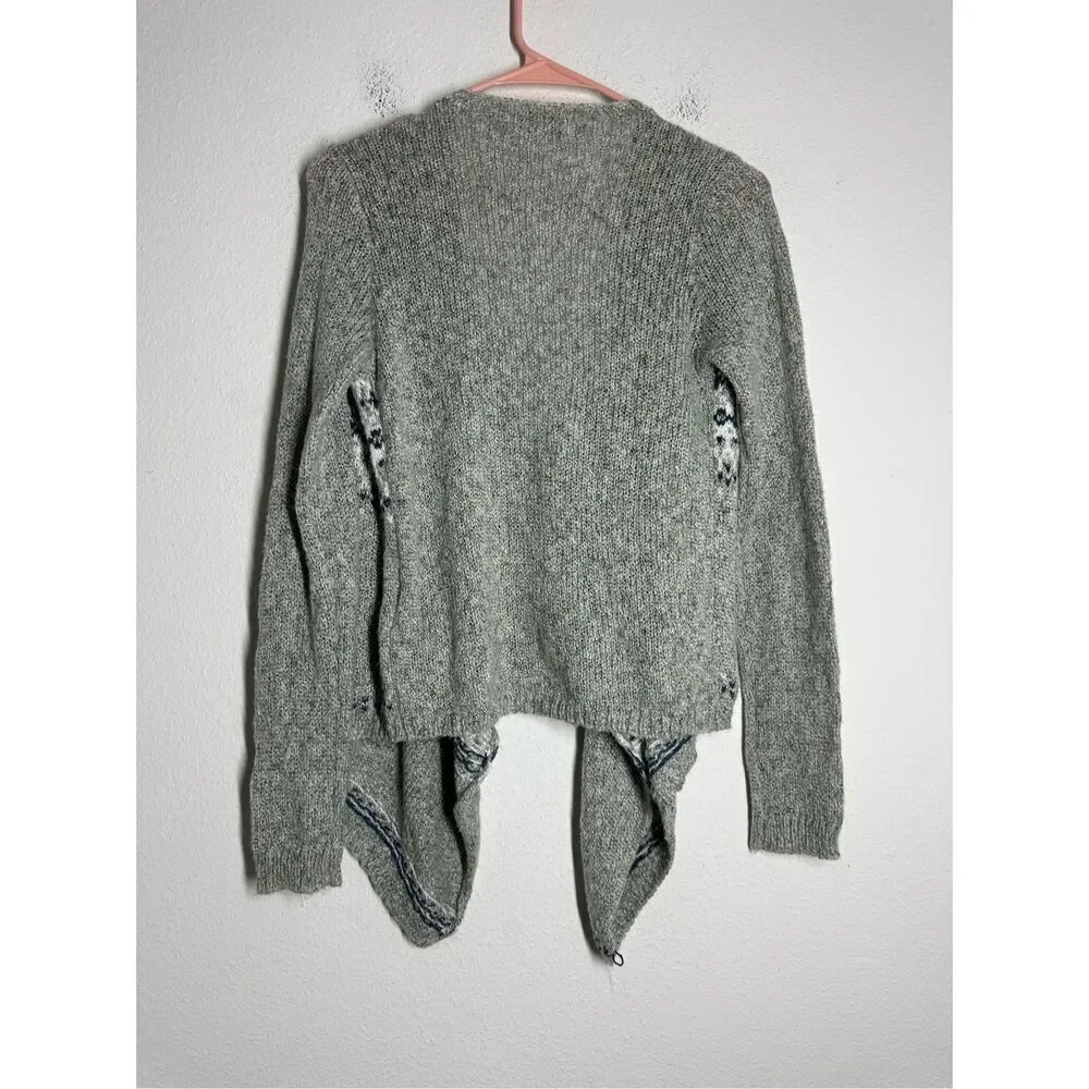 Abercrombie Kids Girls Sz L Blue/Grey/White Open Front Waterfall Cardigan Cotton